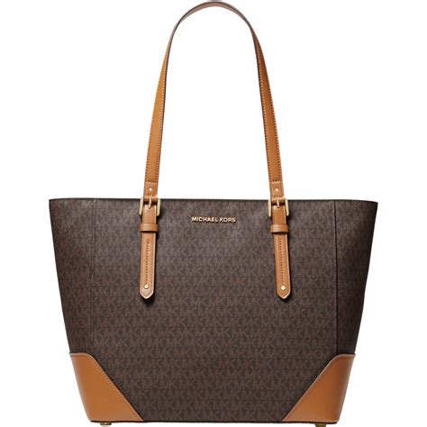 michael michael kors aria large leather tote|Aria Large Signature Logo Jacquard Tote Bag .